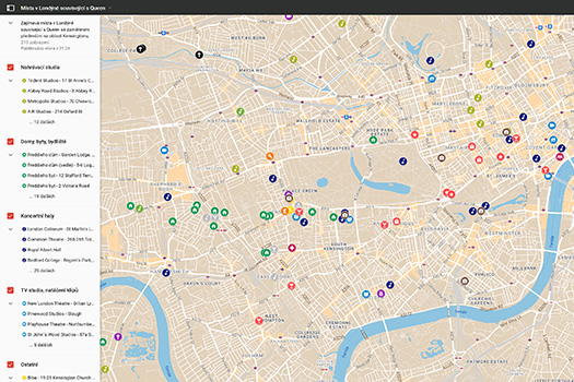 Nejpodrobnější mapa všech Queen lokací v Londýně!